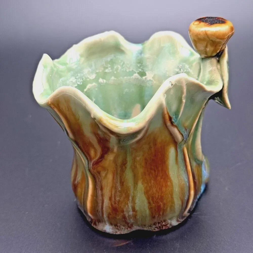 Planter Vase Art Pottery Frog Drip Glaze Coastal Studio Ceramic Sculptural Decor